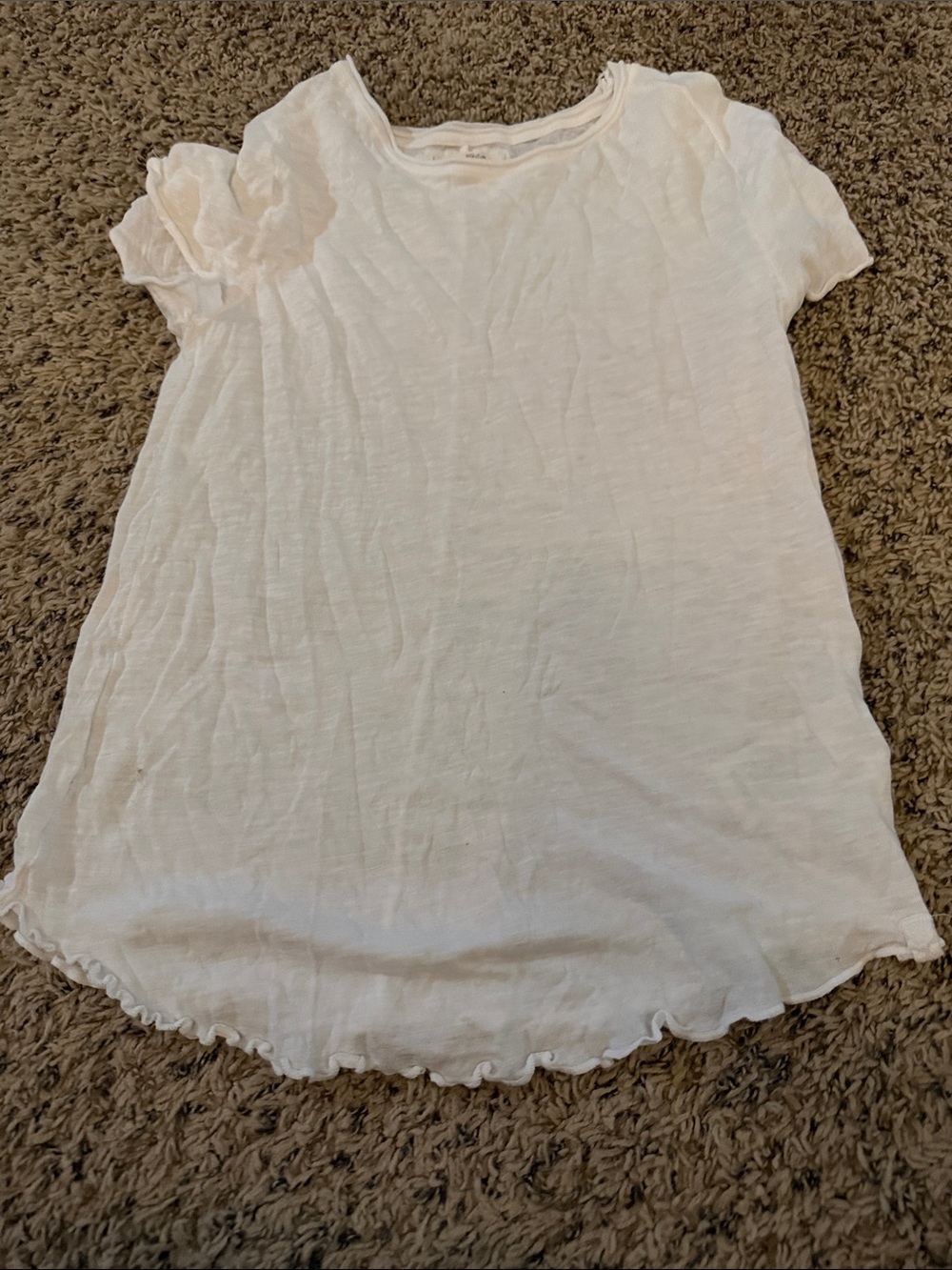 Free People Cream Short-Sleeve Ruffle-Trim Tee